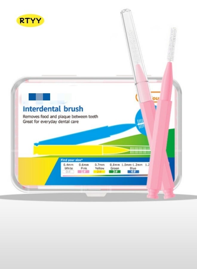 RTYY 60Pcs 0.6mm Interdental Brushes Pink - Image 1