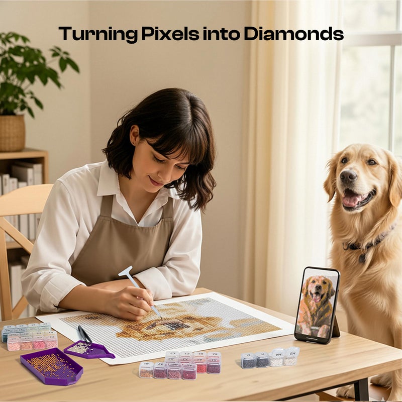 Caydo 3 Pack Quick Custom Diamond Painting Kit with Design App - Turn Photos into Diamond Arts, with 30,000PCS Diamonds in 56 Colors, Full Tools for Beginners Craft | No Waiting Weeks, Ready to Craft - Image 2