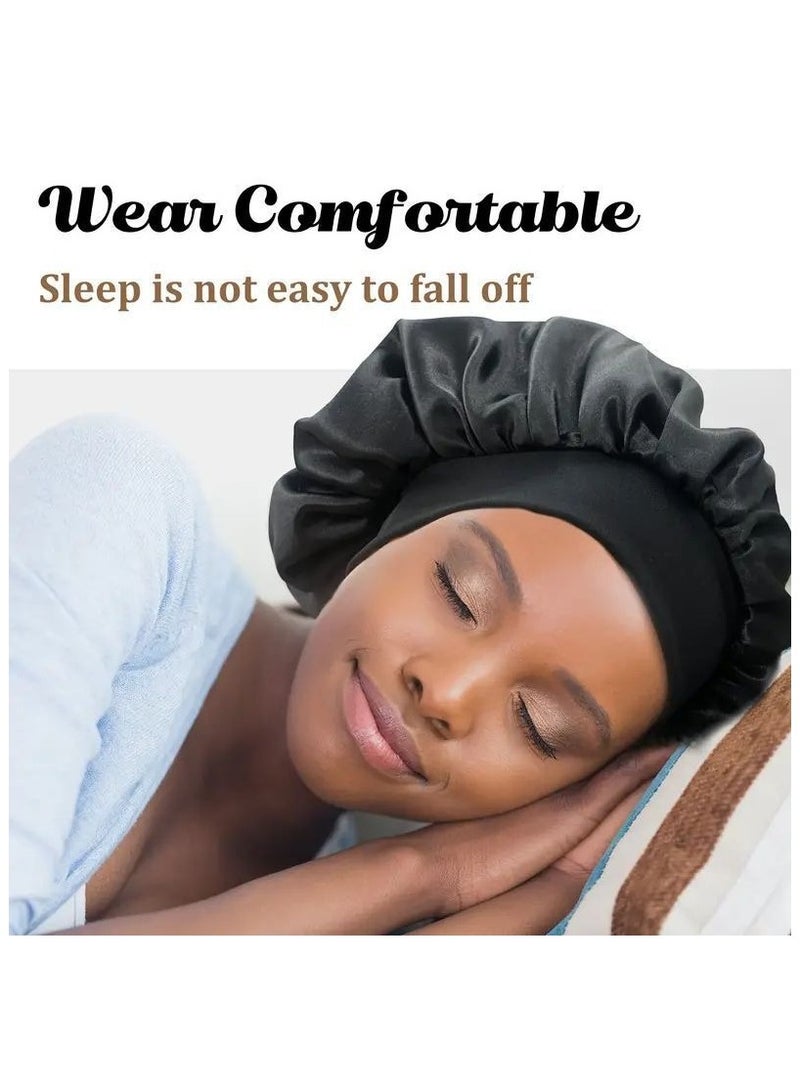 Generic 2 Piece Satin Sleep Cap Set, Reusable Shower Caps for Women, Comfortable and Protective Hair Care for Long Hair, Elastic Band for All Head Sizes  - Image 5