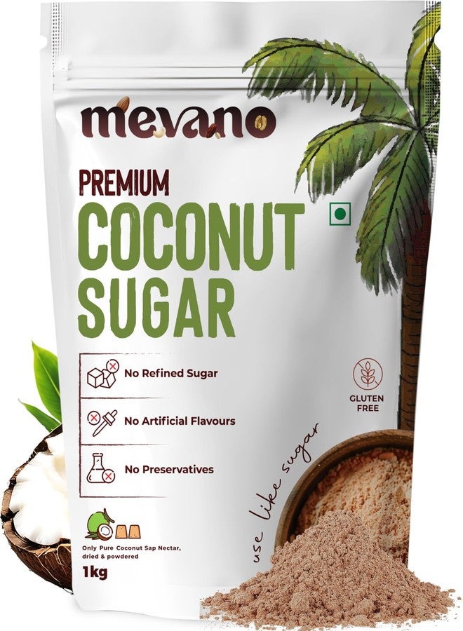 Mevano Coconut Sugar (1kg) for Kids & Adults | Unprocessed Coconut Jaggery Natural Sweetener (Gur/Gud) Powder | Healthy Sugar Substitute | No Preservatives or Additives - Image 1