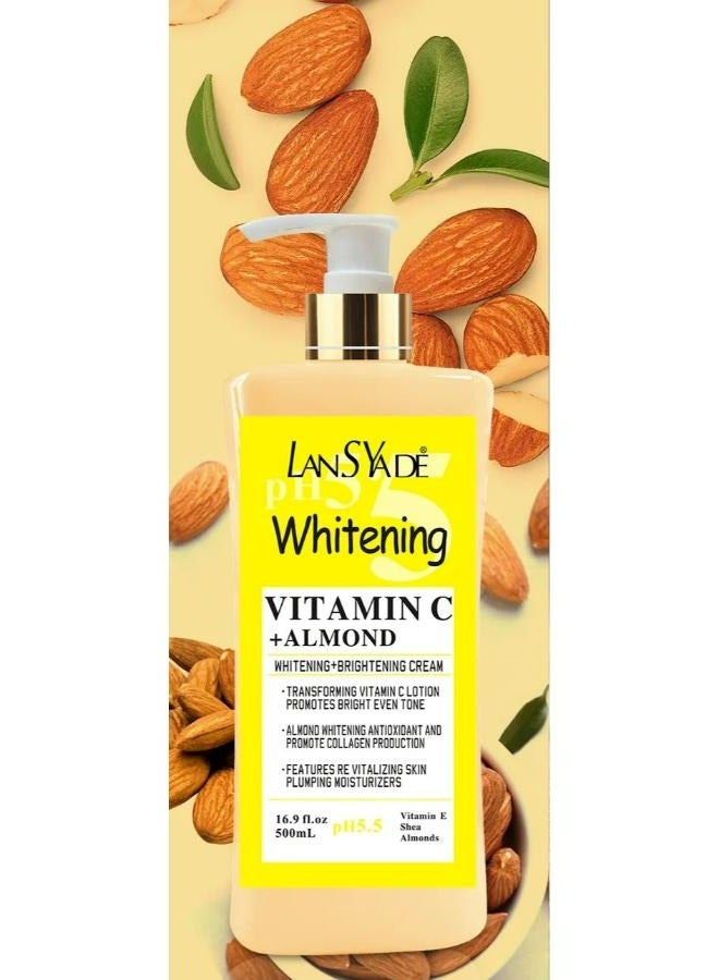 LANSYADE Whitening Vatamin C And Almond Whitening Brightening Body Lotion And Cream 500 ML - Image 2
