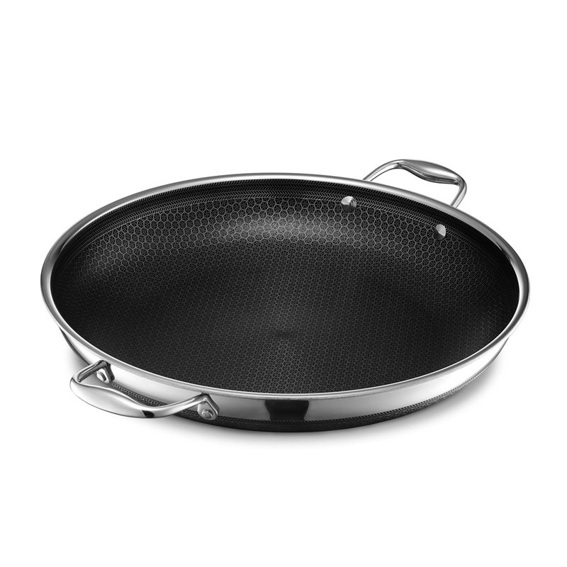 HexClad HexClad Hybrid Nonstick 14-Inch Frying Pan with Steel Lid, Great for Braising, Dishwasher and Oven Safe, Induction Ready, Compatible with All Cooktops  - Image 2