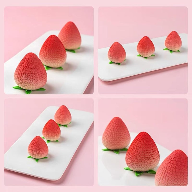 HZYH 3D Strawberry Shape Silicone Baking Mold for Mousse Cake, Silicone Molds for Chocolate, French Dessert Mold for Pastry Chocolate, Reusable Non-Stick Easy Release Baking Molds (15-Cavity) - Image 3