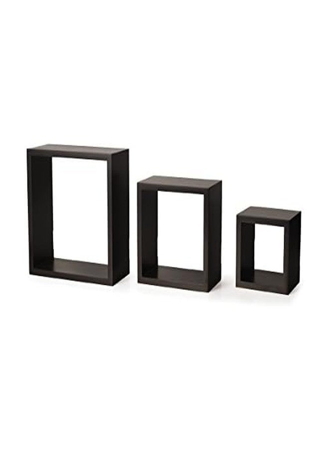 MELANNCO Floating Wall Square Cube Shelves for Bedroom, Living Room, Bathroom, Kitchen, Nursery - Wood, Set of 3, Espresso 2 - Image 1