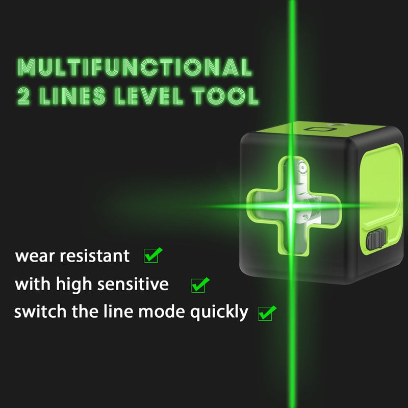 Portable Mini 2 Green Lines Level Vertical Horizontal Lines 4° Self-leveling Function Leveling Tool with Oblique Line Function for Ceramic Tile Laying Door Window Partition Install Construction - Image 2