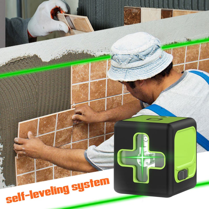 Portable Mini 2 Green Lines Level Vertical Horizontal Lines 4° Self-leveling Function Leveling Tool with Oblique Line Function for Ceramic Tile Laying Door Window Partition Install Construction - Image 5