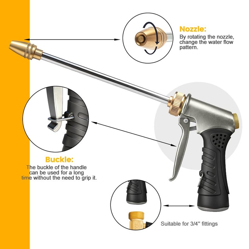 MOSIKEN High-Pressure Hose Nozzle Gun with 100cc Soap Dispenser, Metal Car Wash Sprayer for Car Cleaning, Solar Panel/Wall/Window Washing & Garden Watering (Foam Gun B) - Image 2