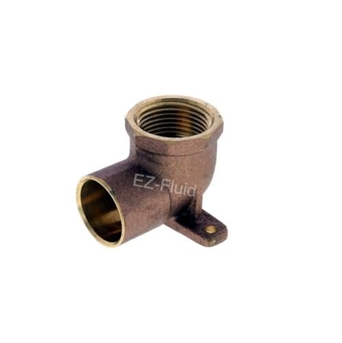 EZ-FLUID 3/4-inch Nominal Copper Sweat X 3/4" Fip Threaded Drop Ear Elbow Fitting 3/4"CxFIP, LF Brass Shower Drop Ear 90 Degree Elbow with Sweat Socket and Female Threaded Plumbing Fittings (1-Pack) - Image 1