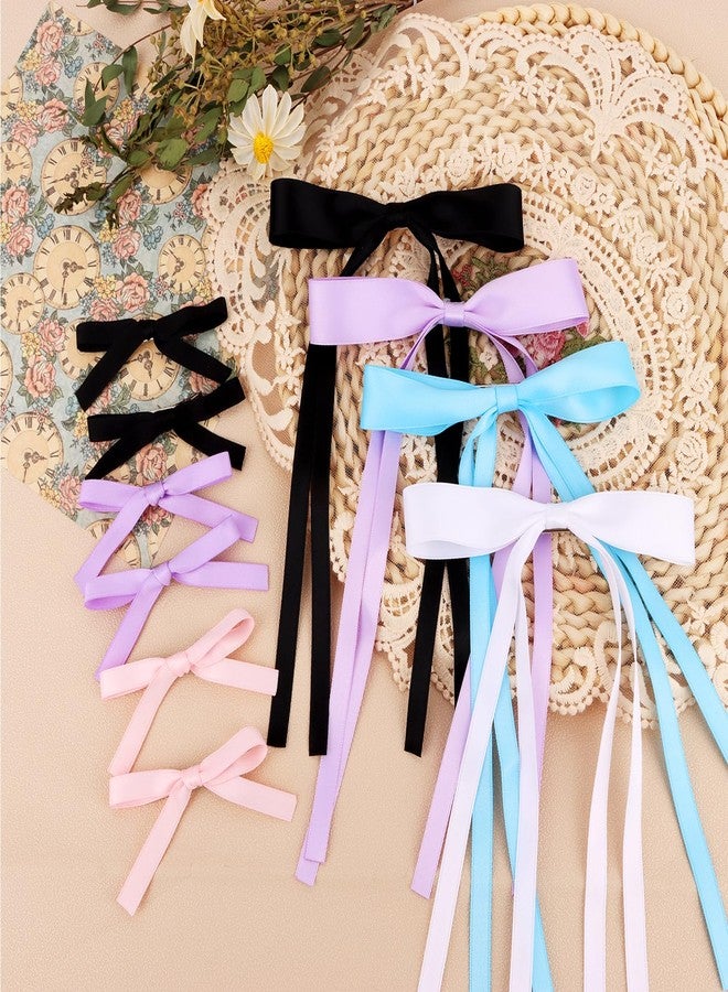 AMCAMI 4 pcs bow hair clips for women and 6 small ribbon hair clips set hair bows for women hair bows for hair accessories for girls hair ribbon alligator hair clips - Image 2
