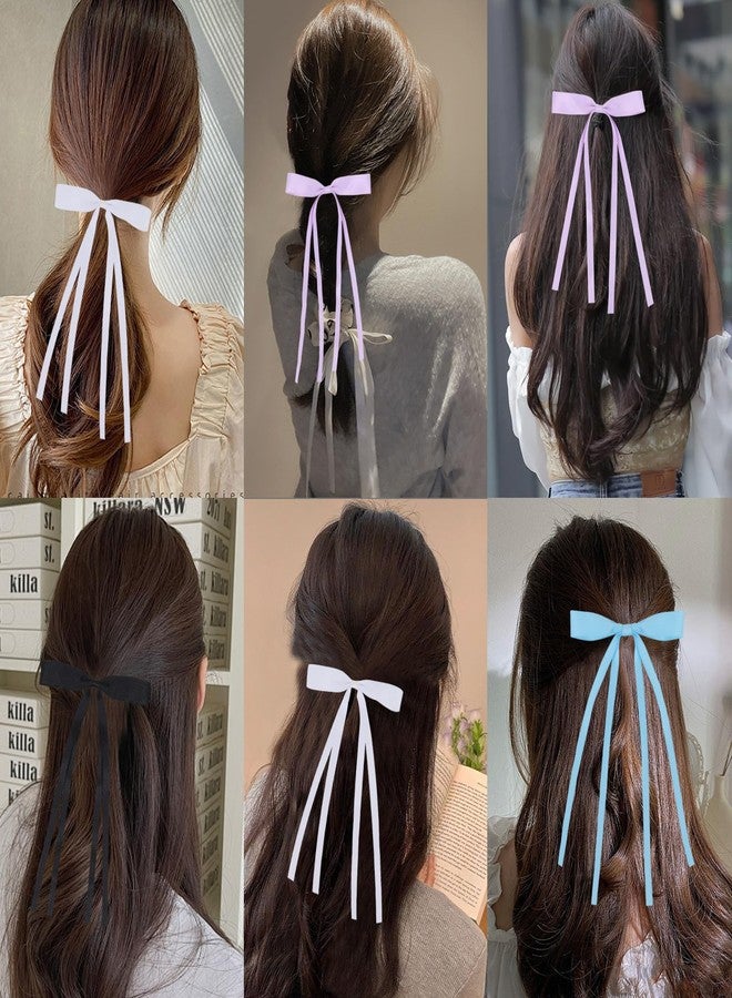 AMCAMI 4 pcs bow hair clips for women and 6 small ribbon hair clips set hair bows for women hair bows for hair accessories for girls hair ribbon alligator hair clips - Image 5