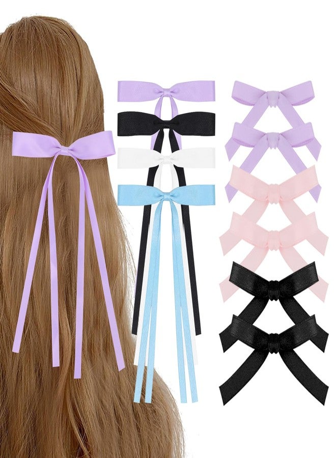 AMCAMI 4 pcs bow hair clips for women and 6 small ribbon hair clips set hair bows for women hair bows for hair accessories for girls hair ribbon alligator hair clips - Image 1
