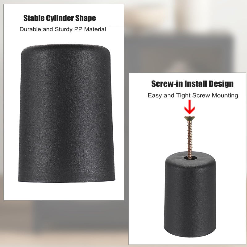 Ownmy 4Pcs 3 Inch Plastic Furniture Legs Screw-In Plastic Sofa Legs Couch Legs Couch Feet Replacement Kit, Plastic Furniture Corner Legs Cylinder Chair Legs Coffee Table Legs Cabinet Legs Bed Risers - Image 4