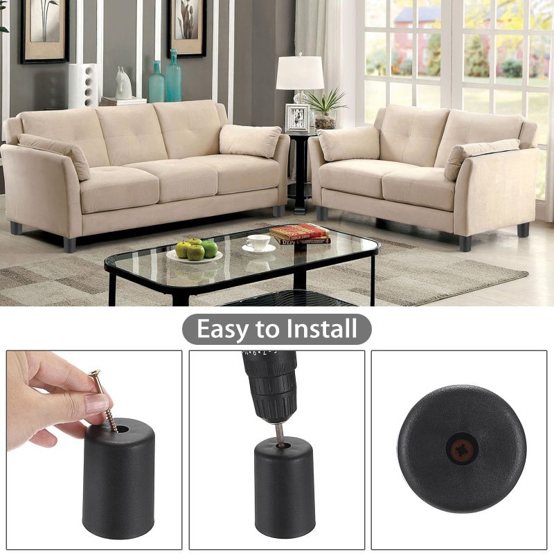 Ownmy 4Pcs 3 Inch Plastic Furniture Legs Screw-In Plastic Sofa Legs Couch Legs Couch Feet Replacement Kit, Plastic Furniture Corner Legs Cylinder Chair Legs Coffee Table Legs Cabinet Legs Bed Risers - Image 2