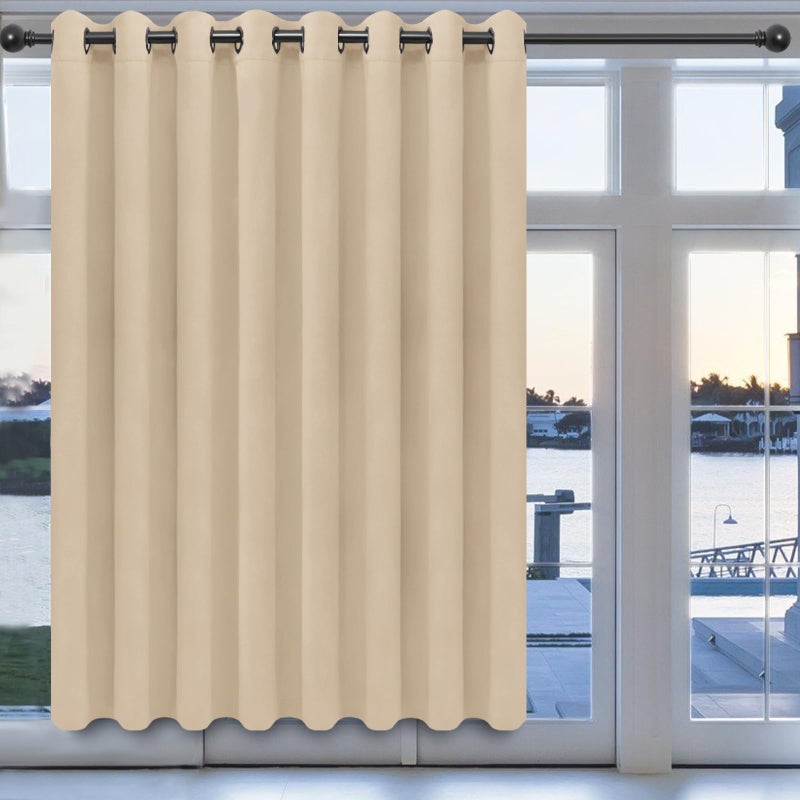 Easy-Going Blackout Door Curtains for Bedroom  Solid Thermal Insulated Grommet and Noise Reduction Window Drapes  Room Darkening Curtains for Living Room  1 Panel (100x84 in  Beige) - Image 1