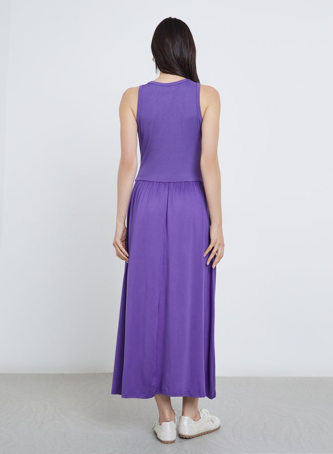 Take Two Elegant Purple Sleeveless A-Line Midi Dress - Image 5