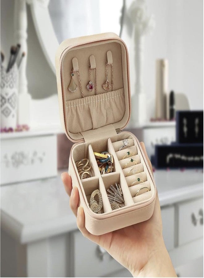 Shriday Mini Jewellery Box, Leather Organizer with Zipper, Case with Dividers Mini Jewellery Organizer Box, Compact Storage Case for Rings, Earrings, Necklaces Storage (Multicolor) - Image 3
