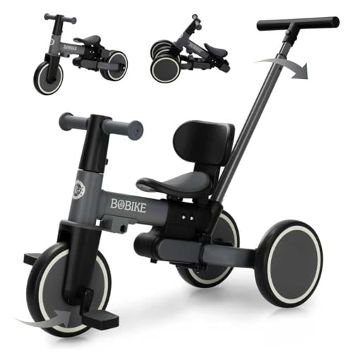 Bobike 5in1 Tricycle for Toddlers 18 Months to 5 Years Old Toddler Bike Kids Tricycle with Push Handle and Backrest Toddler Balance Bike with Easy Assembly for Boys and Girls Purple - Image 1