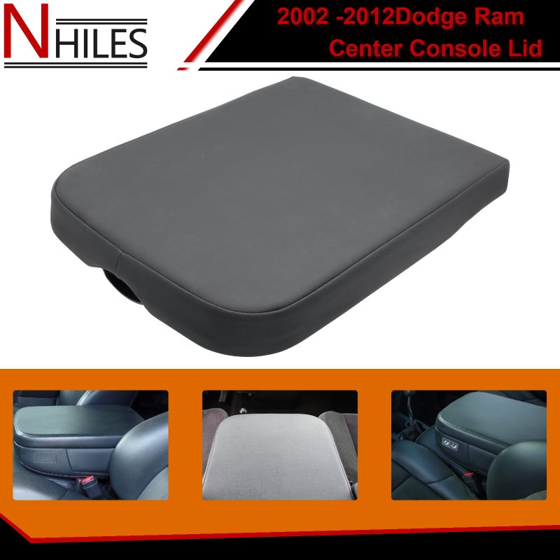 NHILES Center Console Cover Replacement Compatible with 2002 2003 2004 2005 2006 2007 2008 2009 2010 2011 2012 Dodge Ram Armrest Bin Lid Replace Part # WP051DVAA 1QA10BD3AA - Image 3