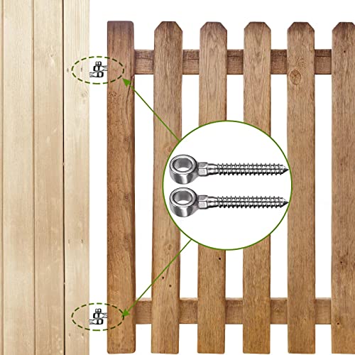 Insaga 304 Stainless Steel Gate Hinges for Wooden Fences, One-Piece Gate Hinge Eye for Wooden Farm Gate Hinge, Heavy Duty Gate Hinges with Hole Dia 5/8'' (2Pcs, M12) - Image 5