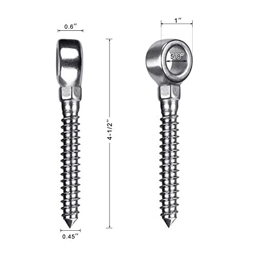 Insaga 304 Stainless Steel Gate Hinges for Wooden Fences, One-Piece Gate Hinge Eye for Wooden Farm Gate Hinge, Heavy Duty Gate Hinges with Hole Dia 5/8'' (2Pcs, M12) - Image 2