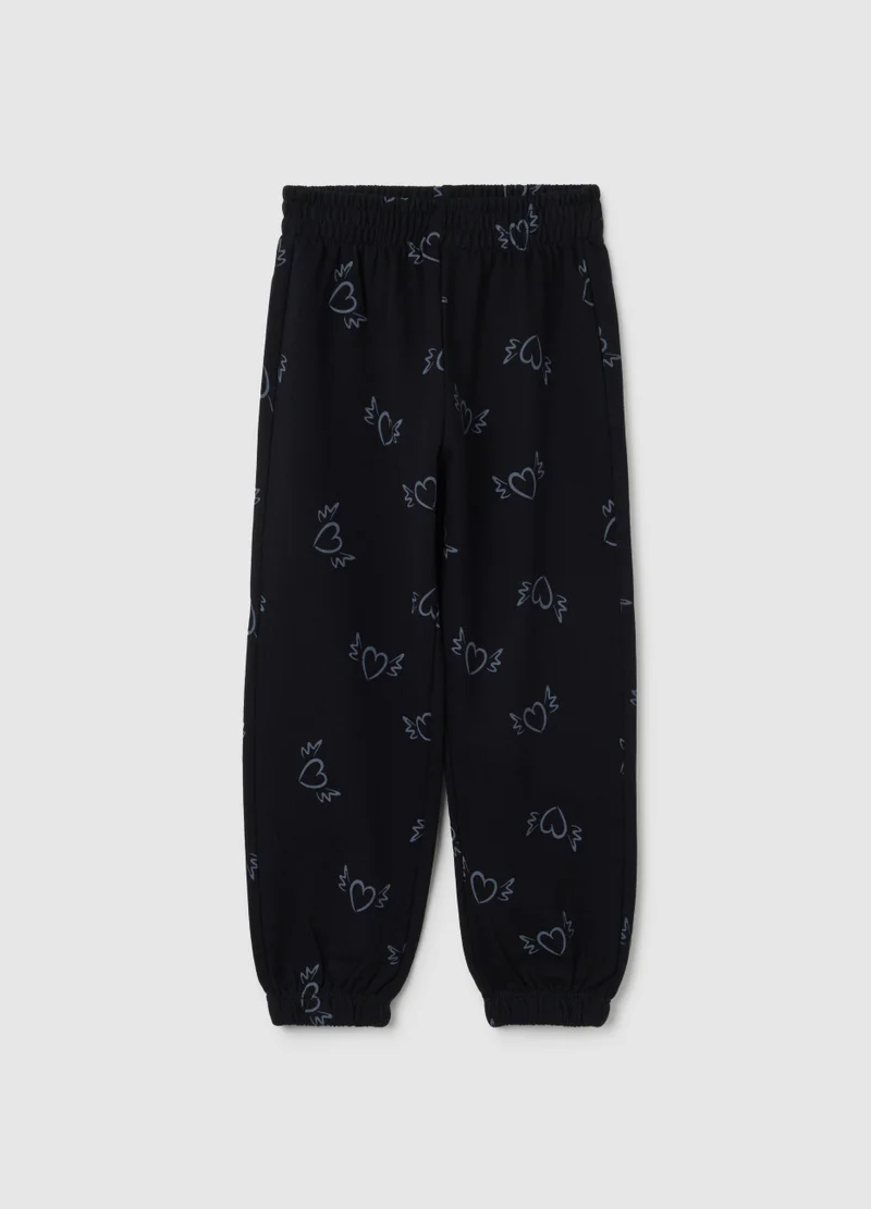 Ovs GIRLS' REGULAR FIT PURE BLACK COTTON TROUSERS