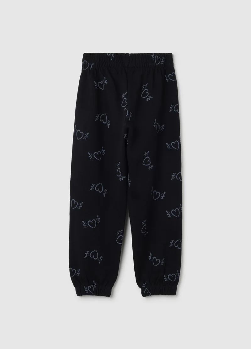 Ovs GIRLS' REGULAR FIT PURE BLACK COTTON TROUSERS