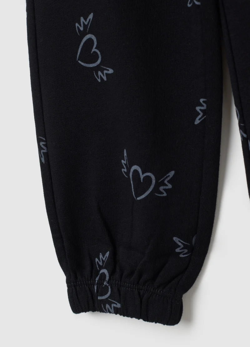 Ovs GIRLS' REGULAR FIT PURE BLACK COTTON TROUSERS