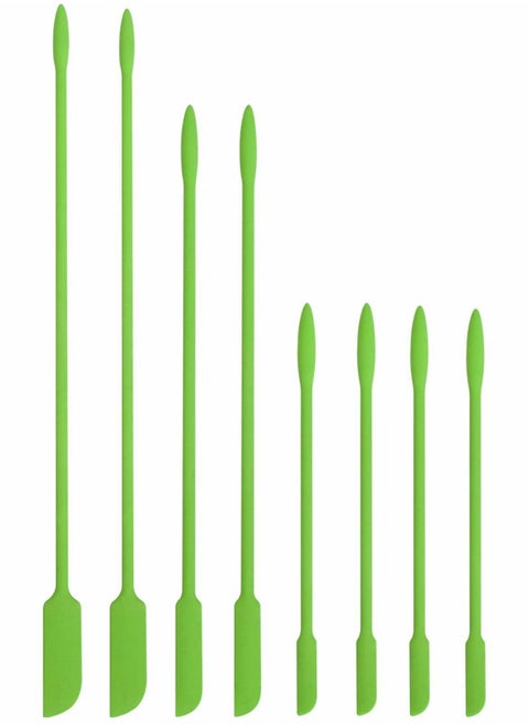 Mini Silicone Spatula - 8 Pieces Makeup Spatula-Small Silicone Spatula - KASTWAVE Thin Spatula Set for Skinny Openings - Tiny Scraper for Jar, Kitchen Bottles, Cosmetic (Green)