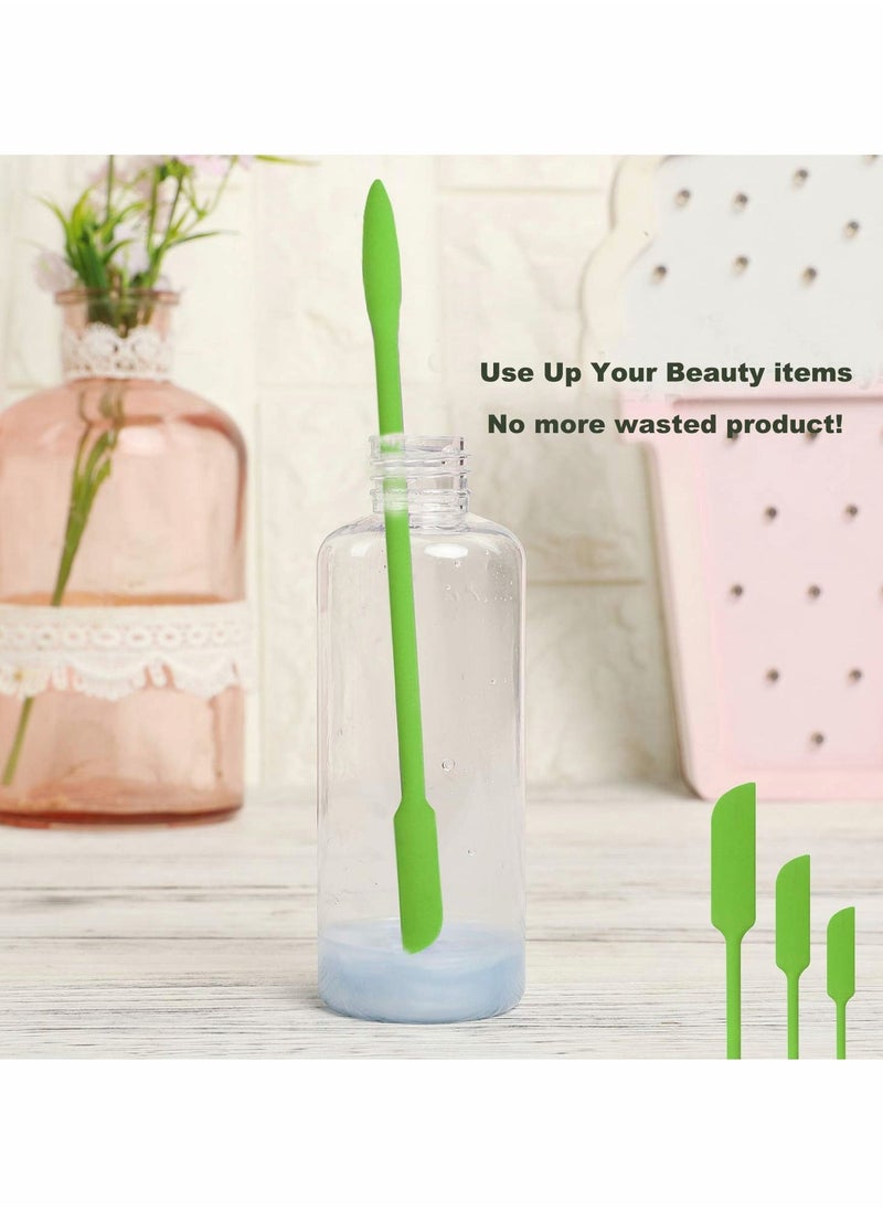 Mini Silicone Spatula - 8 Pieces Makeup Spatula-Small Silicone Spatula - KASTWAVE Thin Spatula Set for Skinny Openings - Tiny Scraper for Jar, Kitchen Bottles, Cosmetic (Green)