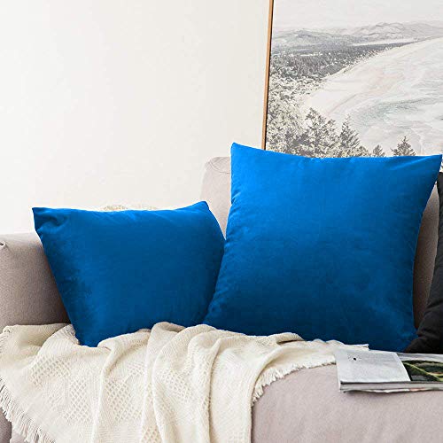 Khooti Rectangular Velvet Cushion Cover, 17x27 | Bondi Blue | Pack of 2 | Solid Plain Soft & Smooth, Decorative Cushion Covers for Living Room, Bedroom, Couches, Chairs, Sofas, Beds & Home Decor - Image 2