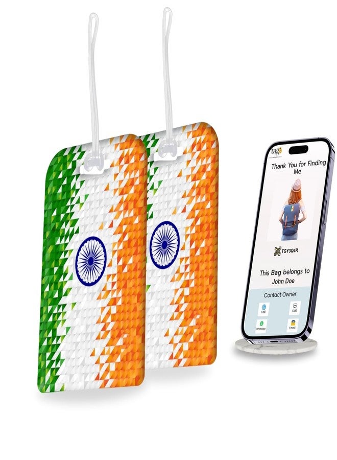 tag8 Bag Security Tag | Indian Flag (Tricolour) Luggage Tag with Airport Tracer Code | Stop Losing, Start Tagging-Pack of 2 - Image 1