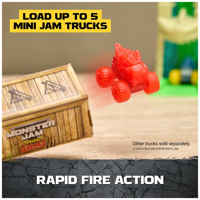 Monster Jam Mini Jams, Megalodon Jungle Blaster Launcher Playset, 2 Exclusive Die-Cast Monster Trucks & Accessory, Kids Toys for Boy and Girls Ages 3 and up - Image 5