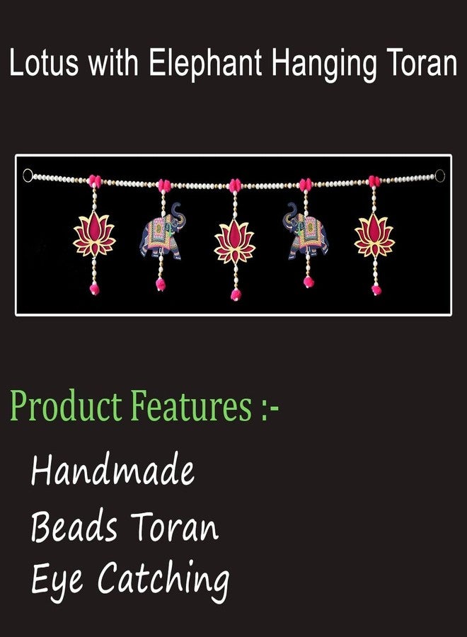 Natali Traders Lotus with Elephant Hanging Toran for Main Door, Pooja Room Mandir - Handmade Toran for Entrance Door - Diwali Decoration Thoran for Temple Bandhanwar - Traditional Thoranam - Image 2