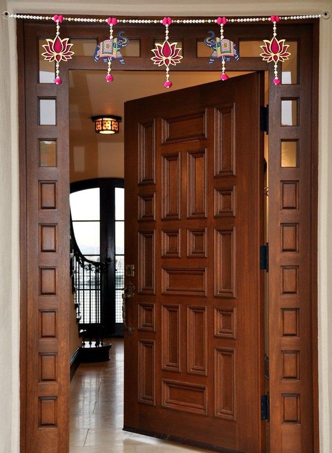 Natali Traders Lotus with Elephant Hanging Toran for Main Door, Pooja Room Mandir - Handmade Toran for Entrance Door - Diwali Decoration Thoran for Temple Bandhanwar - Traditional Thoranam - Image 5