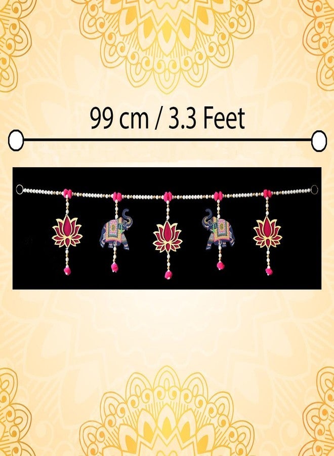 Natali Traders Lotus with Elephant Hanging Toran for Main Door, Pooja Room Mandir - Handmade Toran for Entrance Door - Diwali Decoration Thoran for Temple Bandhanwar - Traditional Thoranam - Image 4