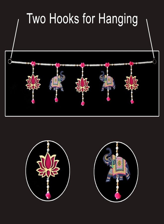 Natali Traders Lotus with Elephant Hanging Toran for Main Door, Pooja Room Mandir - Handmade Toran for Entrance Door - Diwali Decoration Thoran for Temple Bandhanwar - Traditional Thoranam - Image 3
