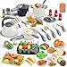 Zero Zoo 105Pcs Kids Kitchen Toy Accessories Toddler Pretend BBQ Camping Cooking Playset Play Pots Pans Utensils Cookware Toys Play Food Set Vegetables Learning Gift for Girls Boys - Image 2