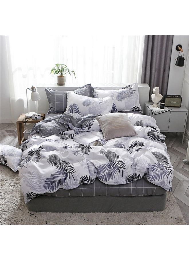 Sharpdo 4-Piece Bedding Sheet set Comforter Luxurious Cotton and Soft Microfiber with 1 Duvet Quilt Cover And Flat 2 Pillowcases Polyester Grey 200 x 230cm  - Image 3