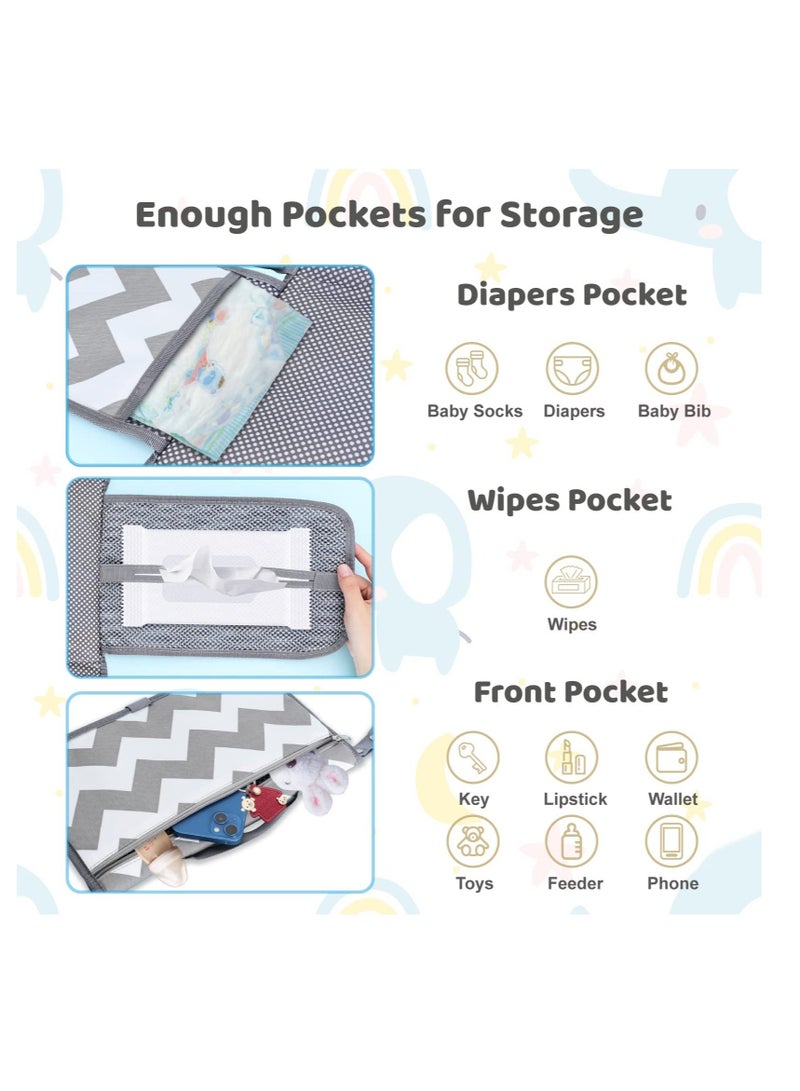 Baby Portable Diaper Changing Pad, Baby Changing Pad & Diaper Changer Travel Bag, Smart Design Baby Changing Mat, Waterproof Travel Diaper Changing Kit, Gifts for Baby Shower (Grey Wave)  - Image 2