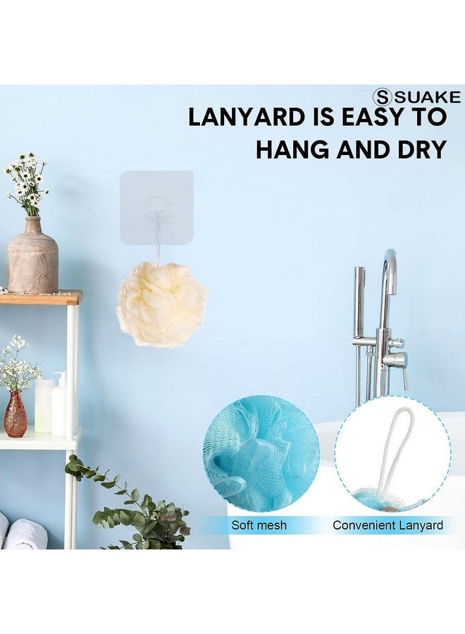 سويكي ليفة الاستحمام من Suake | مقشر للجسم وإسفنجة استحمام | ليفة للرجال والنساء والأطفال | ليفة بمقبض وخطاف لاصق على الحائط - تنظيف لطيف وفعال - Image 2