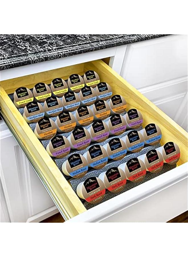 Arabest ® Coffee Pod Tray 6-Tier Heavy Gauge Steel Drawer Organizer for Kitchen Cabinets and Coffee Bars, compatible with Keurig K-Cup pods - Lifetime Limited Warranty - Silver Metallic  - Image 1