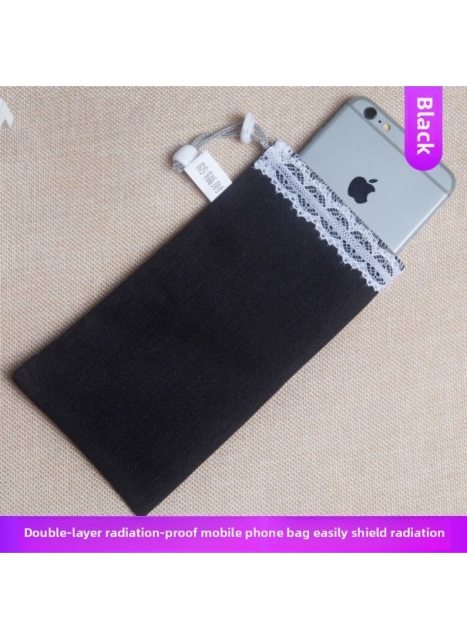 Generic Pregnant Women Anti-radiation Mobile Phone Case Mobile Phone Signal Physical Shielding Box Anti-metal Detector Shielding Bag Rest Bag-Color:(black) Double Layer Anti-radiation Mobile Phone Bag  - Image 1