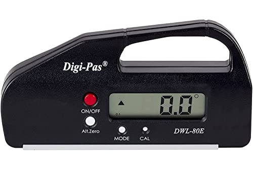 Digi-Pas مستوى رقمي بحجم الجيب DigiPas DWL80E، مقياس زاوية إلكتروني، منقلة، كاشف زاوية، مقياس ميل، 0.1°، 4 بوصة، أسود - Image 1