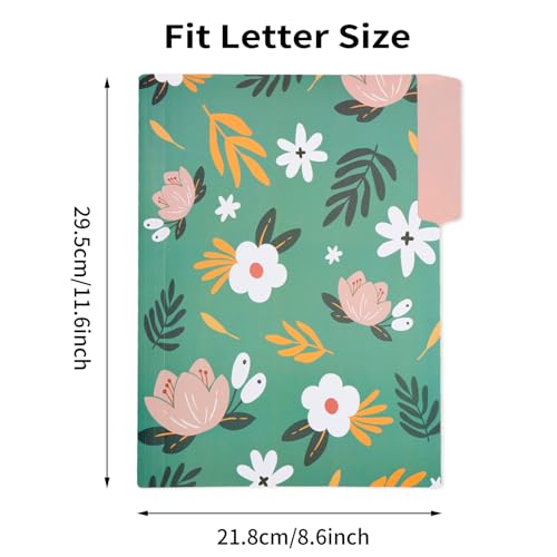 EOOUT 9pcs Decorative File Folders Letter Size, 1/3-Cut Tabs Plastic File Folders for Documents with Colorful Floral Patterns and Erasable Category Labels for Notes Office and School Supplies - Image 3
