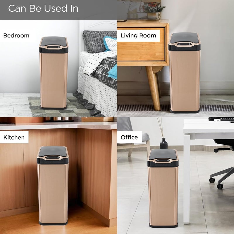 Kuber Industries 20L Stainless Steel Automatic Touchless Motion Sensor Dustbin Quick Open Soft Close Lid Garbage Bin for Kitchen Bathroom Indoor Outdoor Trash Can - Image 4