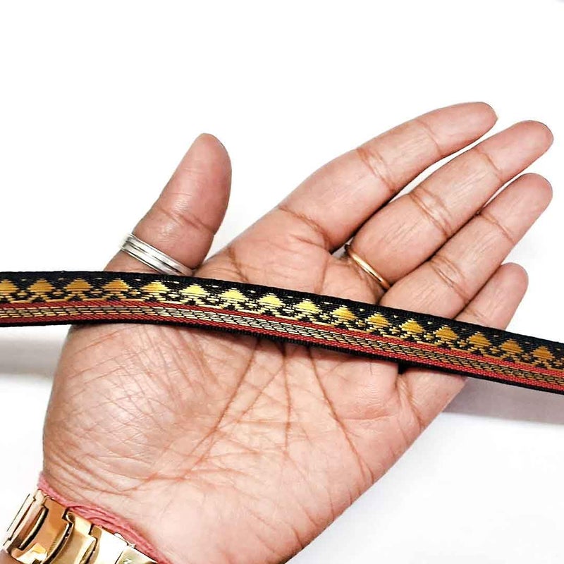 Adikala Zari Color Weaving Border 3-in-One Suitable for Home Furnishing, Crafting, Suit, Lehenga, Saree & Dupatta etc 9-Meter (Small, Black) - Image 5