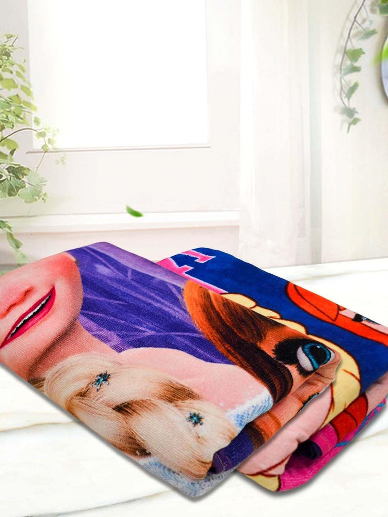 Athom Living Disney Frozen Sister's Themed Kids Bath Towel, 60x120cm, 350 GSM, Soft & Absorbent, Multicolor, Perfect for Boys and Girls, Fun & Vibrant Design, Pack of 2 - Image 2