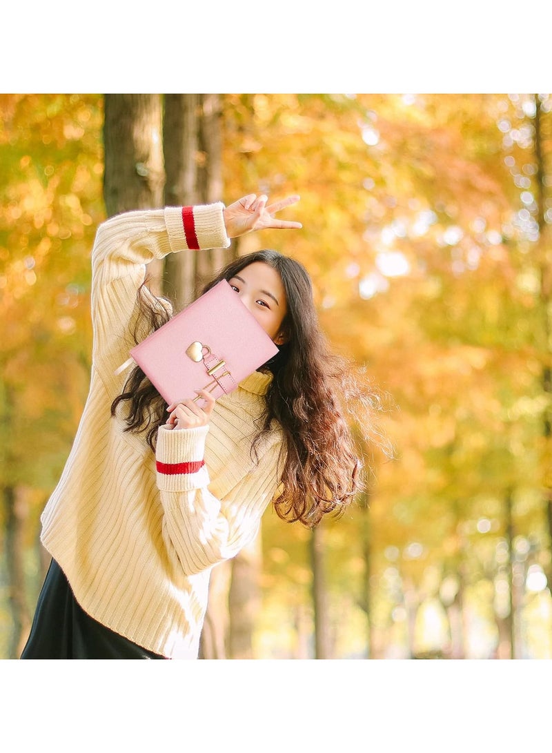 general Secret Diary with Lock, Heart Lock Diary with Key, PU Leather Cover Secret Notebook Stationery Set with Heart Diamond Pen - Image 2