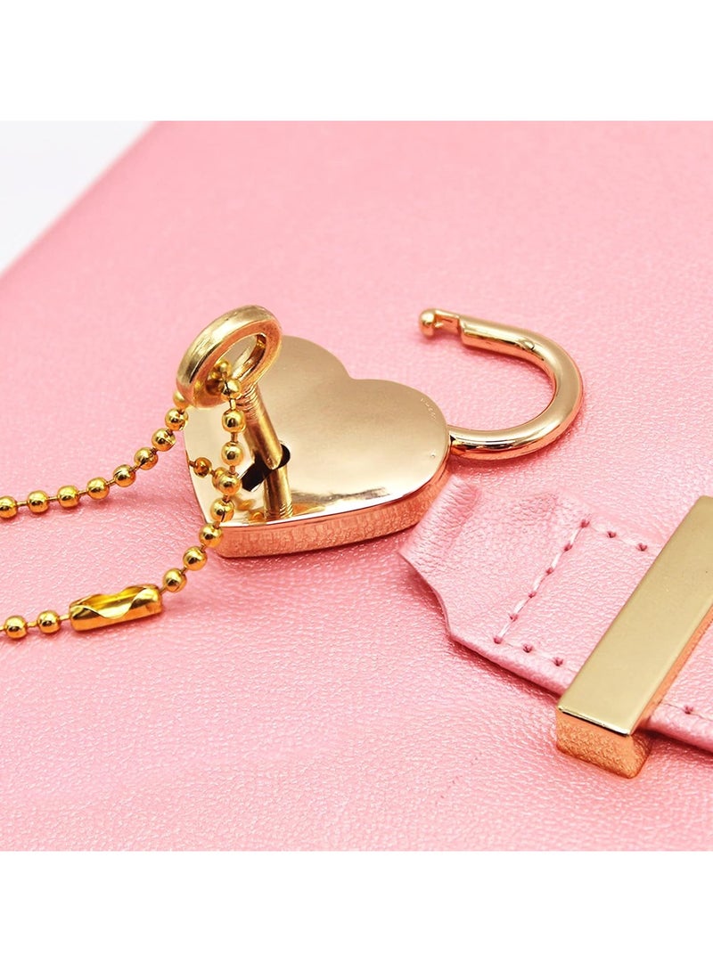 general Secret Diary with Lock, Heart Lock Diary with Key, PU Leather Cover Secret Notebook Stationery Set with Heart Diamond Pen - Image 3