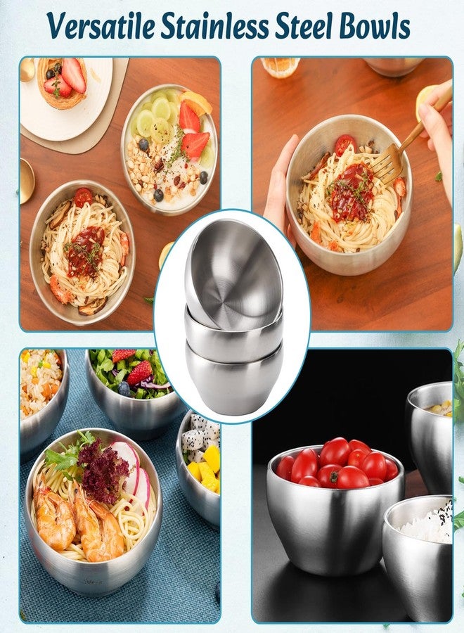 Youeon 3 Pack 28 Oz SUS304 Brushed Stainless Steel Bowls, Double Wall Insulated Bowls, Stainless Steel Soup Bowl for Cereal, Ice Cream, Noodle, 6 Inch Bowl Set for Serving, Dishwasher Safe - Image 5